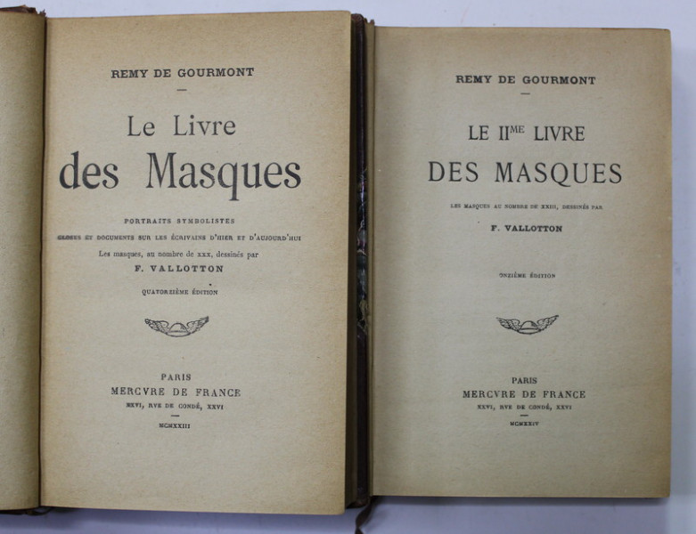 LE LIVRE DES MASQUES / LE II eme LIVRE DE MASQUE par REMY DE GOURMONT , 1923 - 1924
