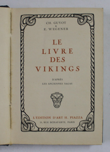 LE LIVRE DES VIKINGS par CH. GUYOT et E. WEGENER , 1924