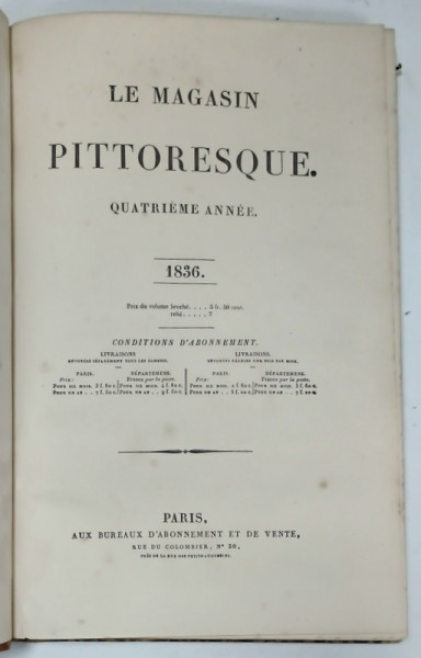 LE MAGASIN PITTORESQUE , QUATRIEME ANNEE , 52 DE NUMERE , COLEGAT , 1836