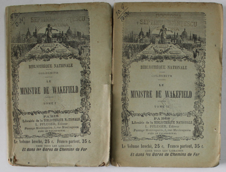 LE MINISTRE DE WAKEFIELD par OLIVIER GOLDSMITH , DEUX VOLUMES , 1898
