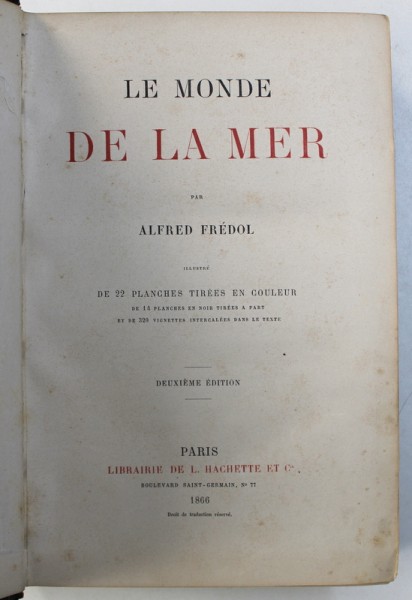 LE MONDE DE LA MER de ALFRED FREDOL , 1866
