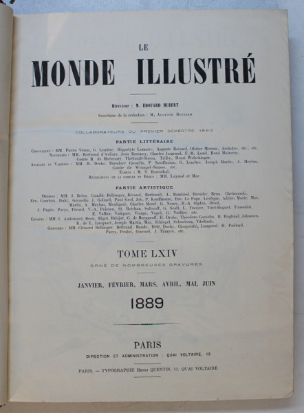LE MONDE ILLUSTRE , JOURNAL HEBDOMADAIRE , TOME LXIV , COLEGAT DE 52   NUMERE * , DU  JANVIER AU JUIN  1899