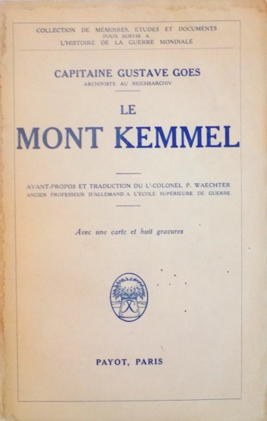 LE MONT KEMMEL de CAPITAINE GUSTAVE GOES, 1935