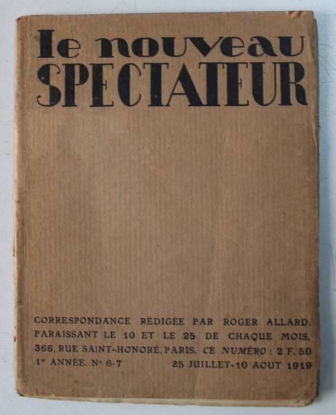 LE NOUVEAU SPECTATEUR - 1er ANNEE , No. 6 - 7 , 1919