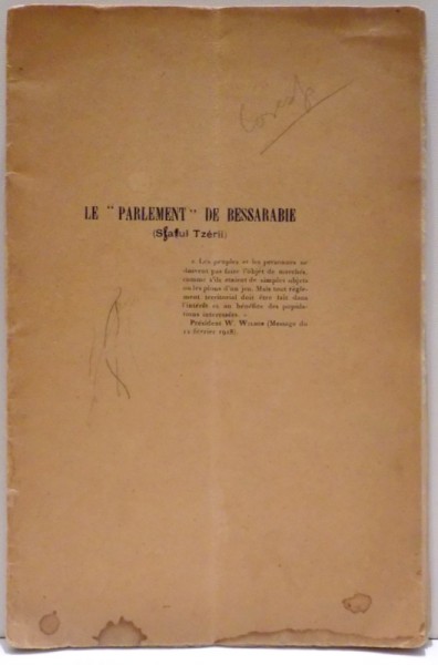 LE "PARLEMENT" de BESSARABIE , 1917-1918