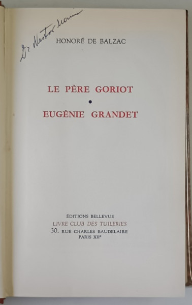LE PERE GORIOT / EUGENE GRANDET par HONORE DE BALZAC , 1973