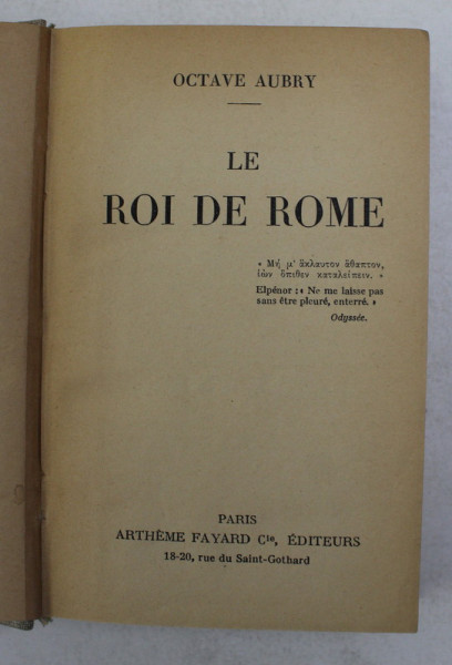 LE ROI DE ROME par OCTAVE AUBRY , 1932