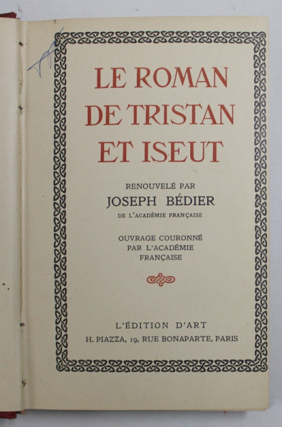 LE ROMAN DE TRISTAN ET ISEUT , renouvelle par JOSEPH BEDIER , 1956