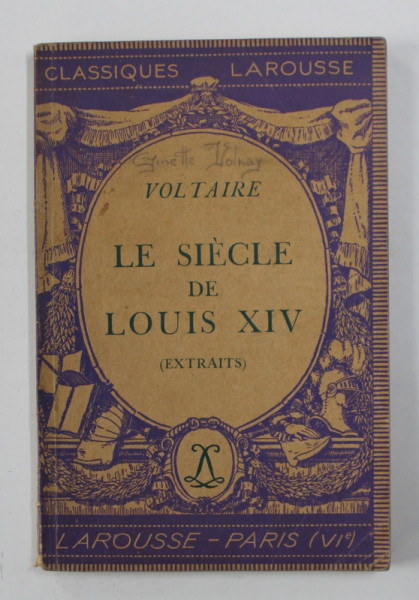 LE SIECLE DE LOUIS XIV ( EXTRAITS )  par VOLTAIRE , 1935