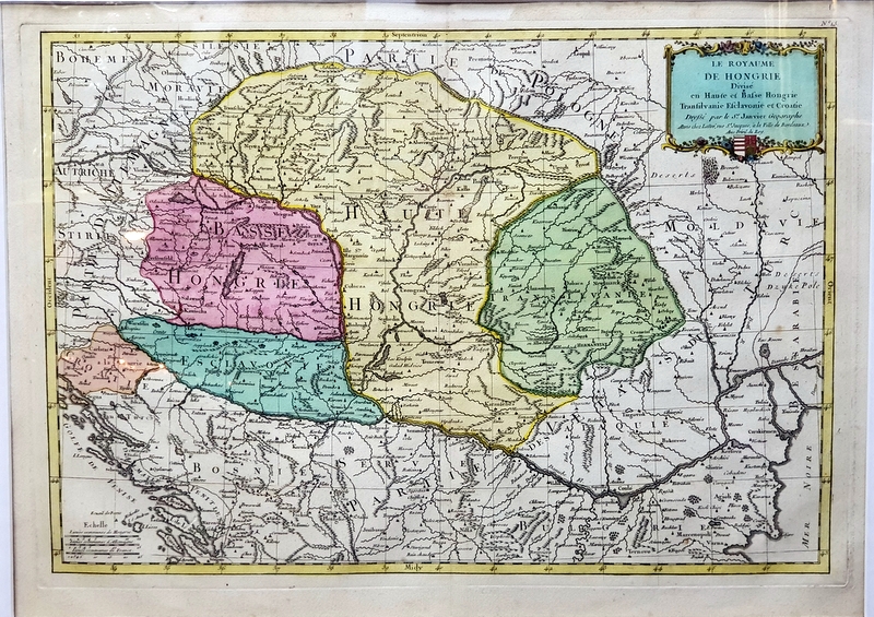 Le Sieur Janvier - Le Royaume de Hongrie Divisé en Haute et Basse Hongrie, Transilvanie... Harta cca. 1783