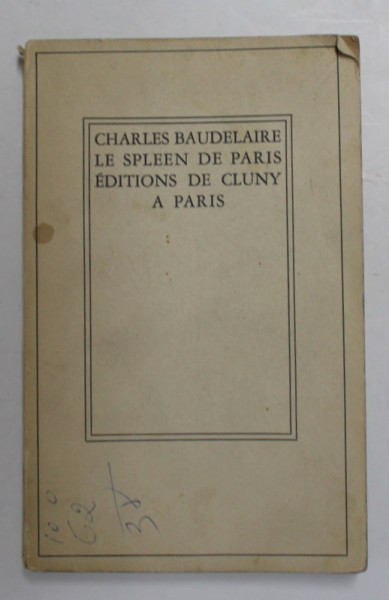 LE SPLEEN DE PARIS par CHARLES BAUDELAIRE , 1937