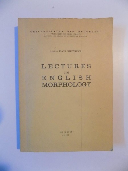 LECTURES IN ENGLISH MORPHOLOGY , 1978