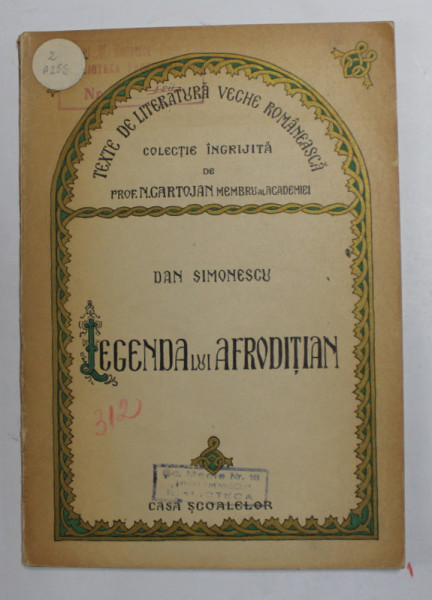 LEGENDA LUI AFRODITIAN PERSUL de DAN SIMONESCU , 1942