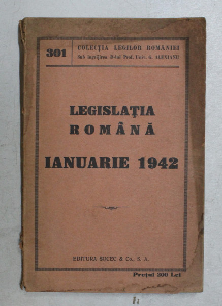 LEGISLATIA ROMANA , IANUARIE 1942