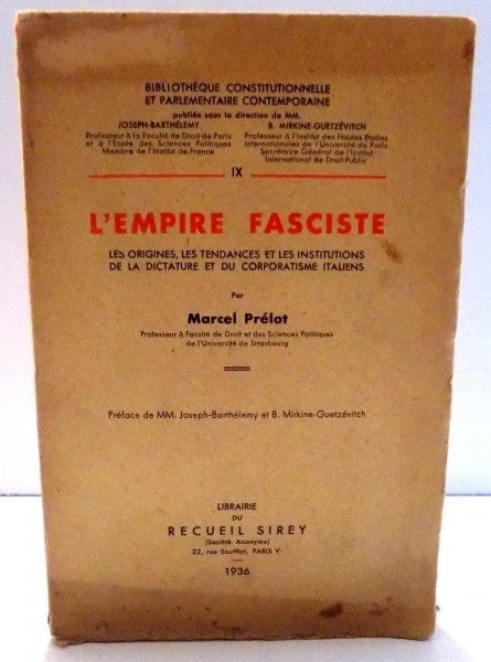 L'EMPIRE FASCISTE par MARCEL PRELOT , 1936