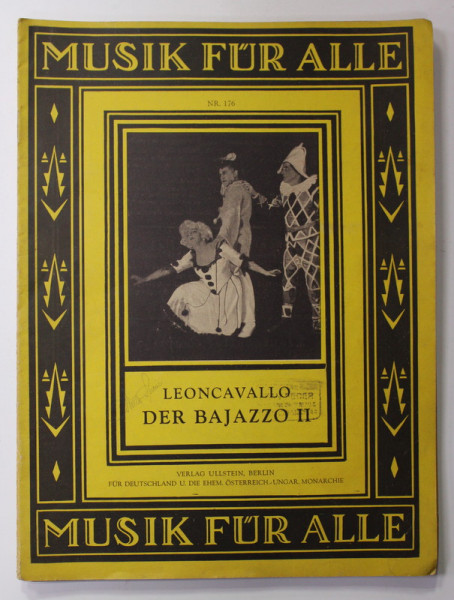 LEONCAVALLO - DER BAJAZZO II , 1893 , PARTITURI