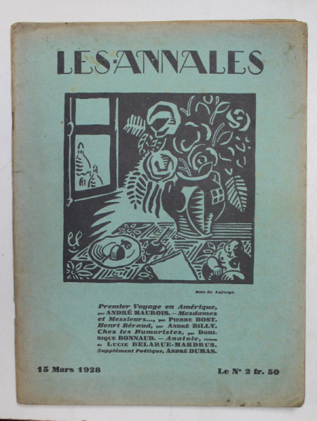 LES ANNALES POLITIQUES ET LITTERAIRES - GRANDE REVUE MODERNE DE LA VIE LITTERAIRE , 15 MARS  1928