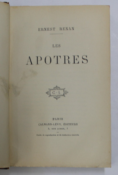 LES APOTRES par ERNEST RENAN , 1910