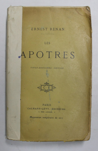LES APOTRES par ERNEST RENAN , 1919