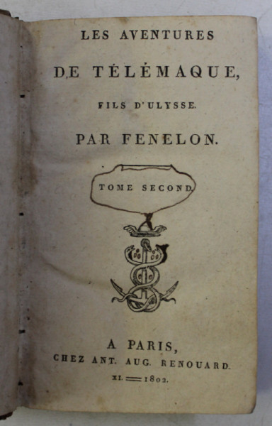 LES AVENTURES DE TELEMAQUE , FILS D ' ULYSEE par FENELON , TOME SECOND , 1802