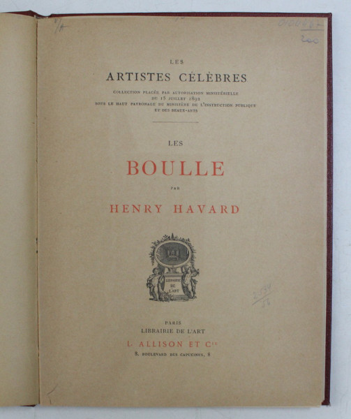 LES BOULLE par HENRY HAVARD , 1892