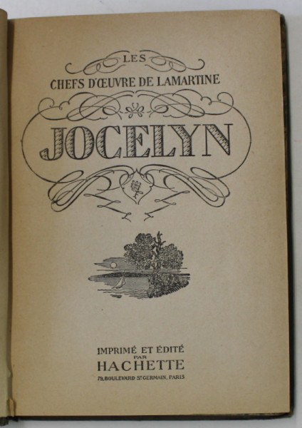 LES CHEFS  D' OEUVRE DE LAMARTINE : JOCELYN , 1927