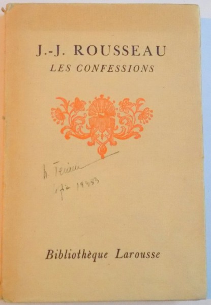 LES CONFESSIONS par J.J. ROUSSEAU, PARIS