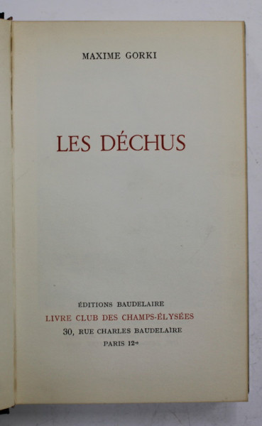 LES DECHUS par MAXIME GORKI , 1966