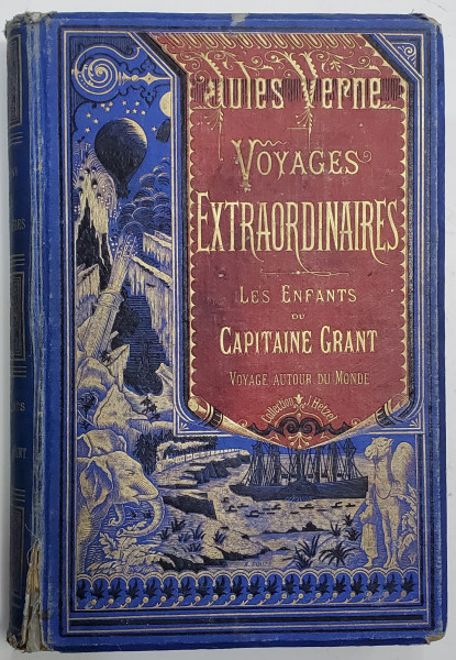 LES ENFANTS DU CAPITAINE GRANT, COLLECTION '' J. HETZEL '' - VOYAGE AUTOUR DU MONDE par JULES VERNE , illustres de 172 VIGNETTES par RIOU , gravees par PANNEMAKER  - Paris