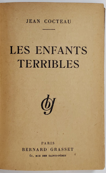 LES ENFANTS TERRIBLES par JEAN COCTEAU , 1929