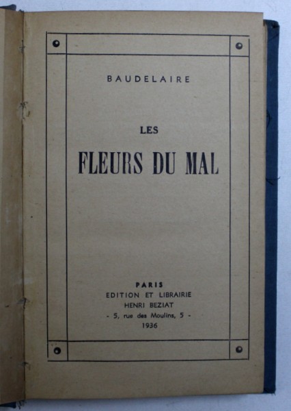 LES FLEURS DU MAL par BAUDELAIRE , 1936