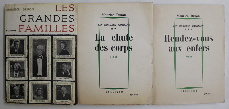 LES GRANDES FAMILLES , TOMES I - III par MAURICE DRUON , 1948