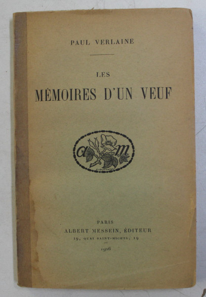 LES MEMOIRES D 'UN VEUF par PAUL VERLAINE , 1926