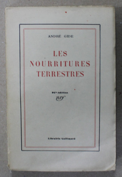 LES NOURRITURES TERRESTRES par ANDRE GIDE , 1936
