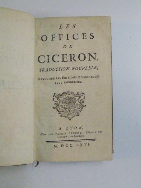 LES OFFICES DE CICERON. TRADUCTION NOUVELLE  1766