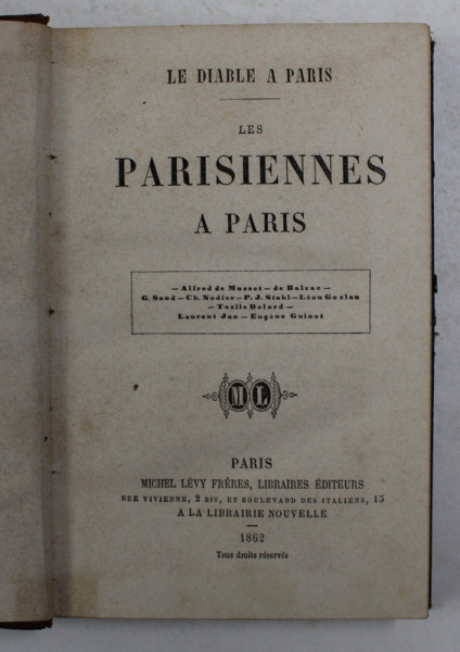 LES PARISIENNES A PARIS - LE DIABLE A PARIS , 1862