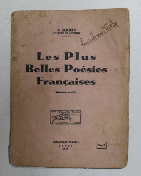 LES PLUS BELLES POESIES FRANCAISES par N. SERBAN , 1933