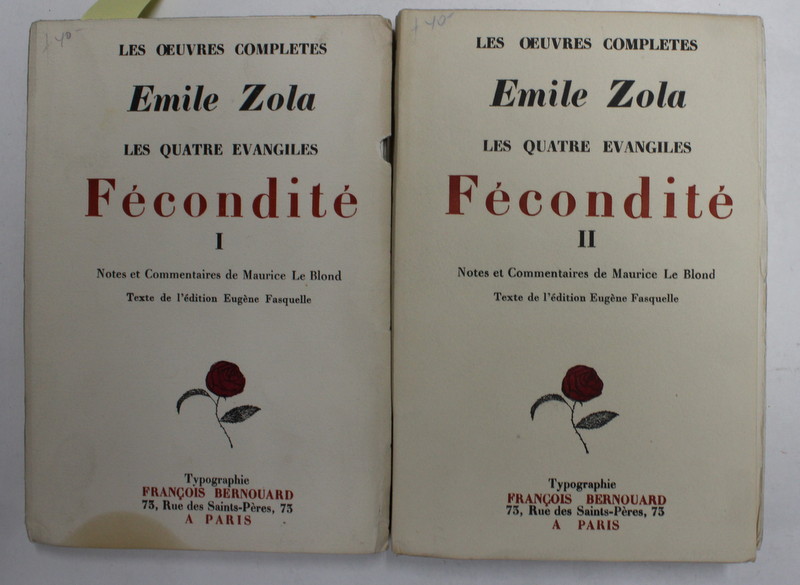 LES QUATRE EVANGILES - FECONDITE par EMILE ZOLA , VOLUMELE I - II , 1928 , EXEMPLAR NUMEROTAT 1790 DIN 5000 *