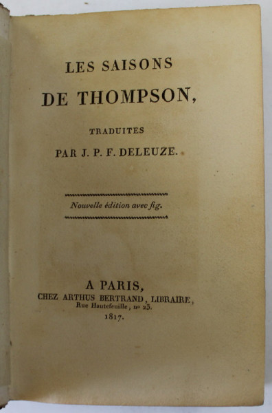 LES SAISONS DE THOMPSON , 1817