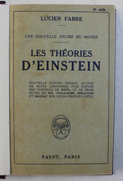 LES THEORIES D ' EINSTEIN par LUCIEN FABRE , 1921