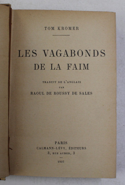 LES VAGABONDS DE LA FAIM par TOM KROMER , 1937