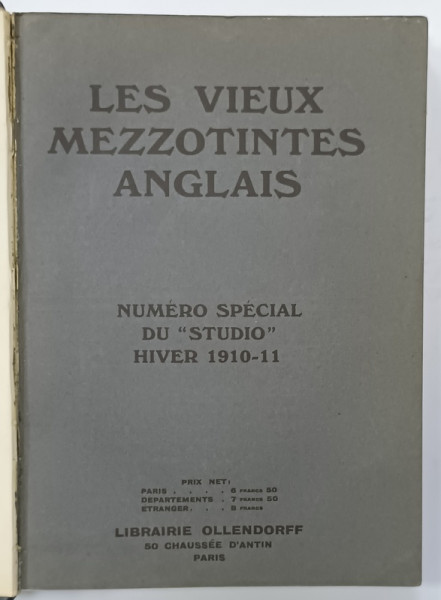 LES VIEUX MEZZONTINTES ANGLAIS , NUMERO SPECIAL DU ' STUDIO ' , HIVER 1910 -1911