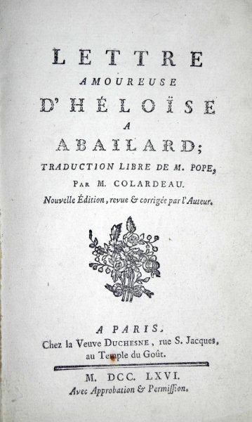 LETTRE  AMOREUSE D' HELOISE  A  ABAILARD    - PARIS 1766