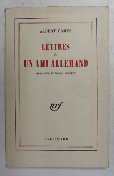LETTRES A UN AMI ALLEMAND par ALBERT CAMUS , 1973