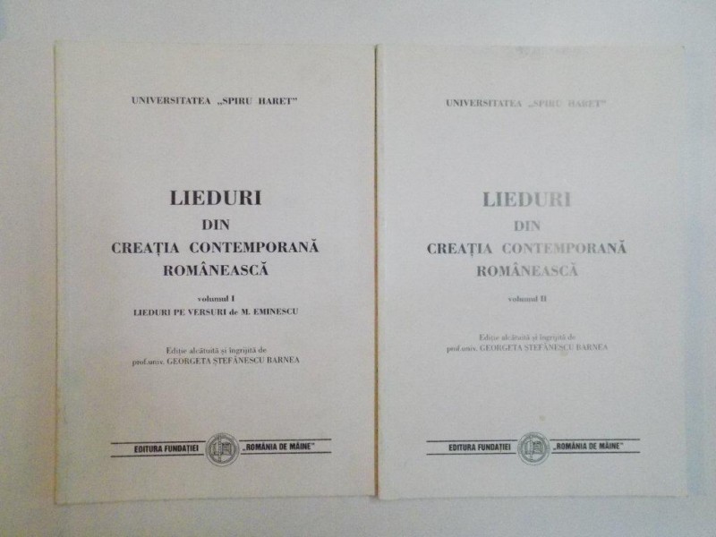 LIEDURI DIN CREATIA CONTEMPORANA ROMANEASCA, VOL I-II  2000