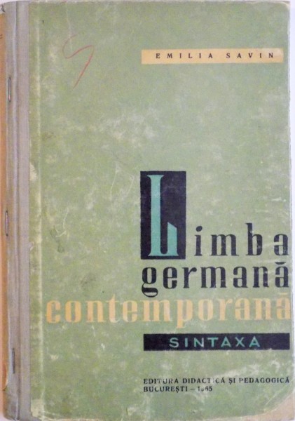 LIMBA GERMANA CONTEMPORANA, SINTAXA de EMILIA SAVIN, 1965