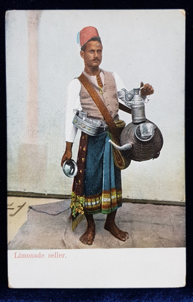 LIMONADE SELLER  - VANZATOR DE LIMONADA  , EGIPT , CARTE POSTALA ILUSTRATA , POLICROMA , NECIRCULATA , INCEPUT DE SECOL XX