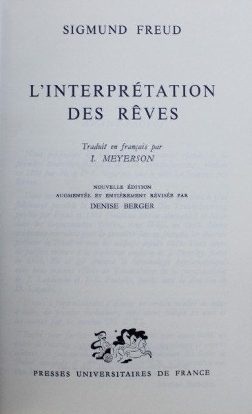 L'INTERPRETATION DES REVES by SIGMUND FREUD , 1967