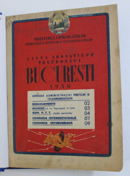 LISTA ABONATILOR TELEFONICI DIN BUCURESTI. 1950