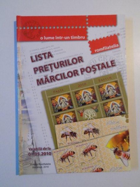 LISTA PRETURILOR MARCILOR POSTALE , VALABILA DE LA 01-05-2010 , 2010